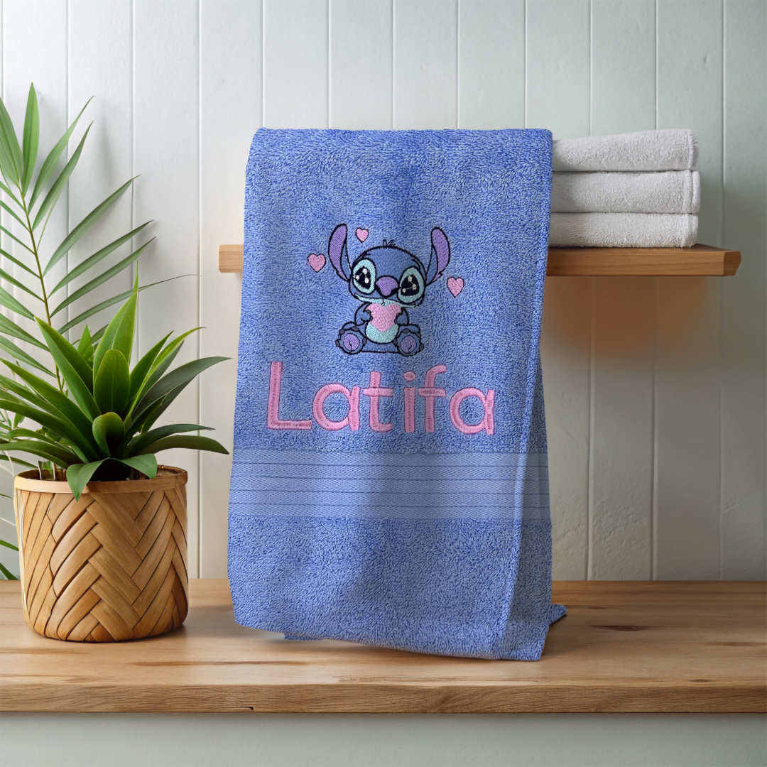 Admiring stitch customized towel